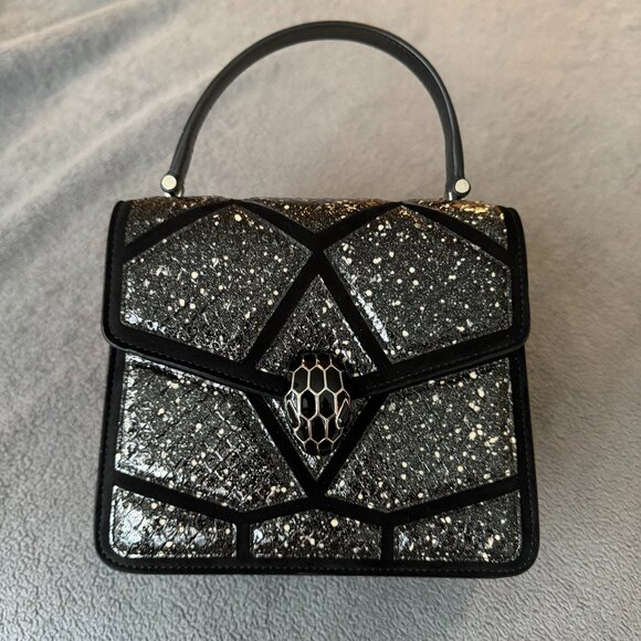 BVLGARI Handbags - BVLGARI Serpenti Top-handle Bag - Black & White Snake - VERY RARE!